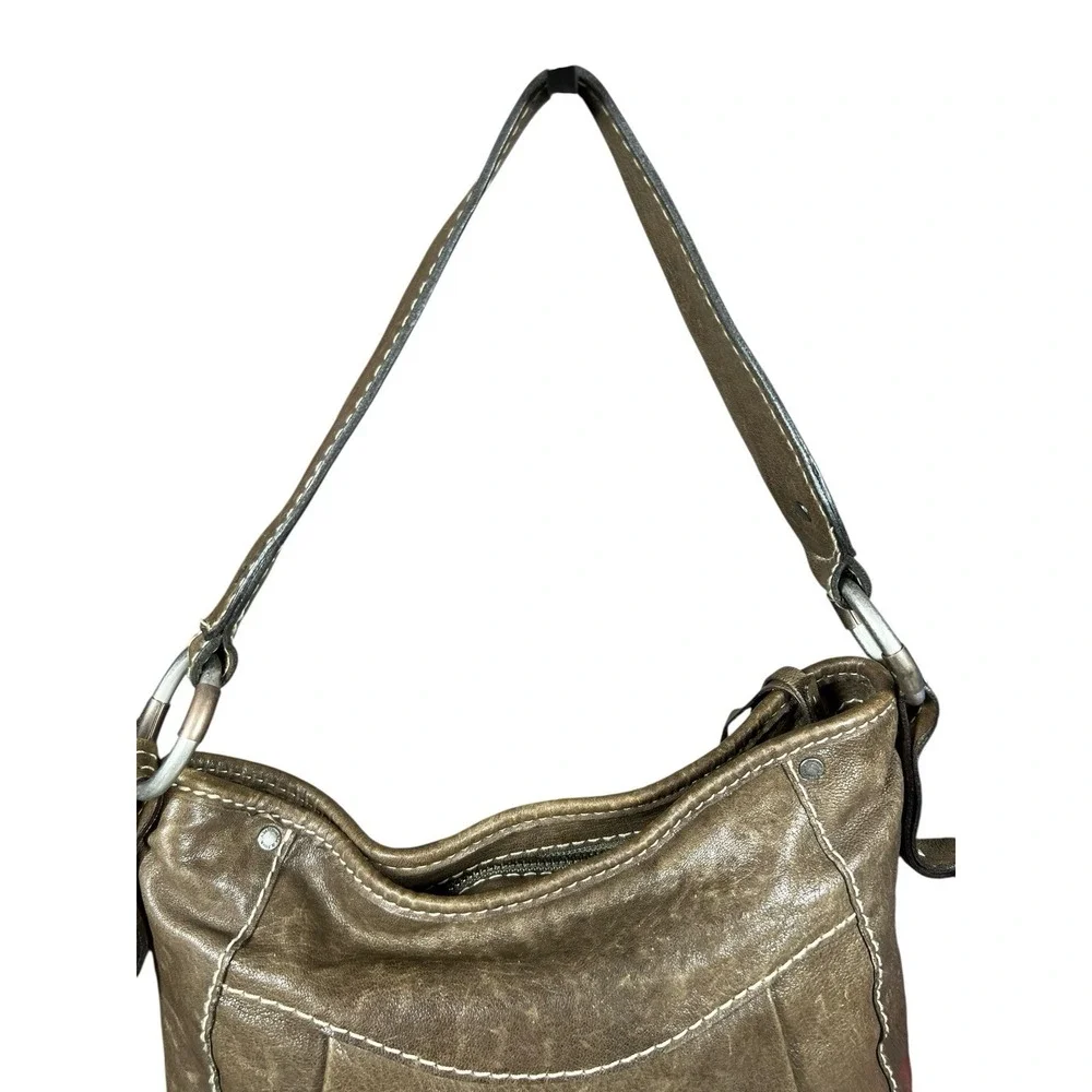 Abercrombie & Fitch Y2K‎ 00's Leather Hobo Shoulder Bag Slouchy Distressed Brown